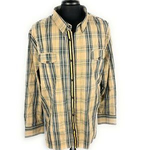 Cavi Mens Western Plaid Tan Button Up Shirt
